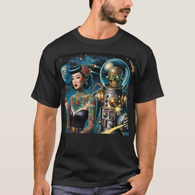 Retro rymdutforskare t shirt (Framsida)