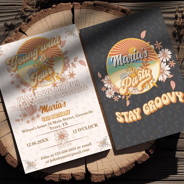 Retro-rytm för den ultimata gruppen 4e födelsedage inbjudningar (Skapare uppladdad)