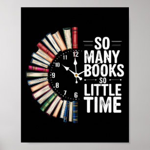 Retro så många Bokar Lilla Time Bok Clock Reading Poster