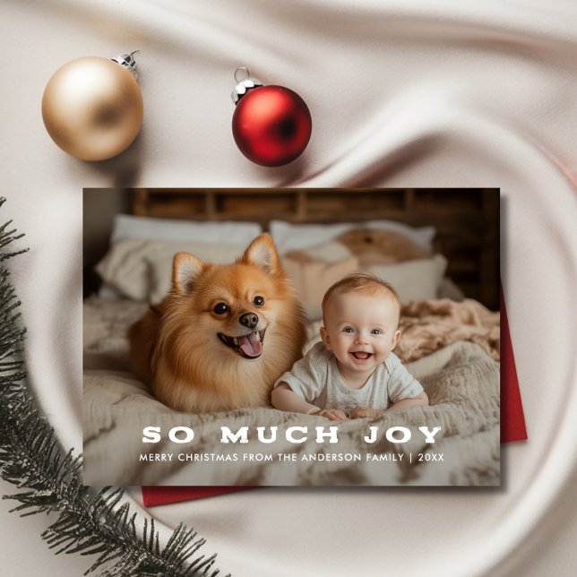 Retro så mycket Joy Baby jul Rolig hund foto Julkort (Skapare uppladdad)