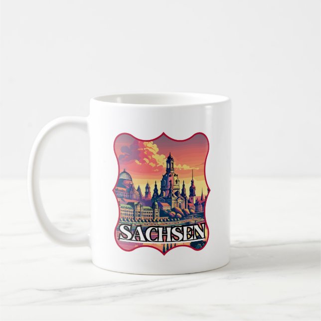 Retro Sachsen Skyline Kaffemugg (Vänster)