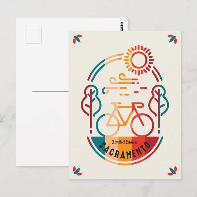 Retro Sacramento Bike Trail. Vykort (Fram/baksida)