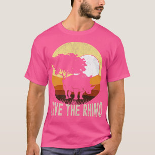 Retro Safari Animal Spara Rhino T Shirt