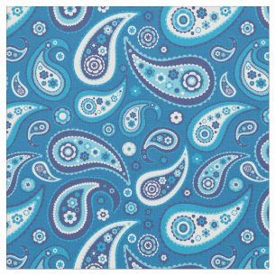 Retro safirblåttPaisley mönster Tyg