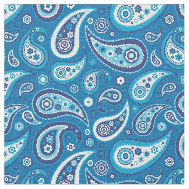 Retro safirblåttPaisley mönster Tyg (Närbild)