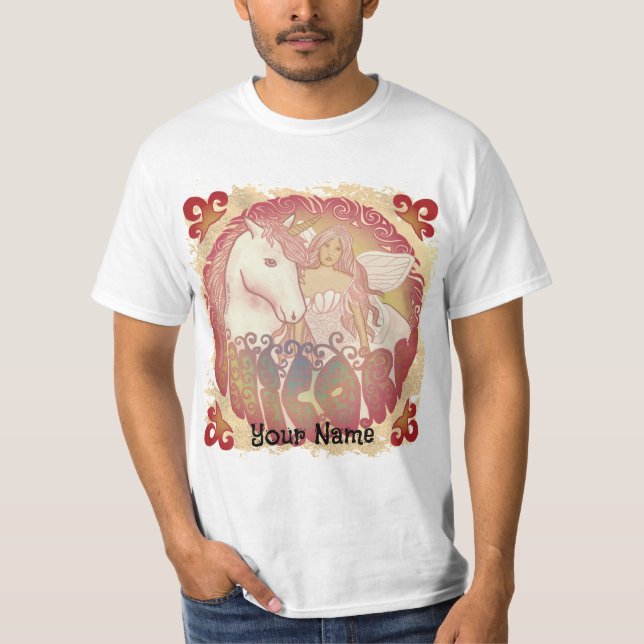 Retro saga och enhörning t-shirt (Framsida)