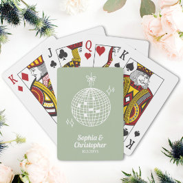 Retro Sage Grönt Disco Boll Bröllop Personlig Casinokort
