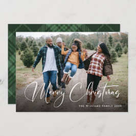 Retro Sage Grönt jul Play Tartan Photo Julkort