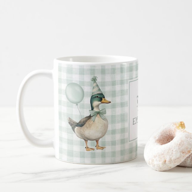 Retro Sage Grönt Mallard Anka Balloon Kaffemugg (Med munk)