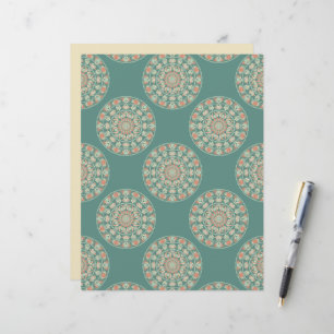 Retro Sage & Sand Ornate Blommigt Polka Dot Mandal