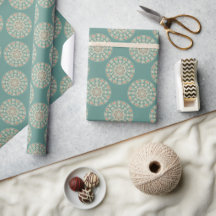 Retro Sage & Sand Ornate Blommigt Polka Dot Mandal