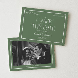 Retro Sagegrön Bröllopsbild för Save the Date Inbjudningar