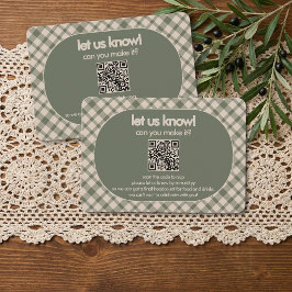 Retro Sagegrön Rutig QR-kod Bröllop OSA Kort