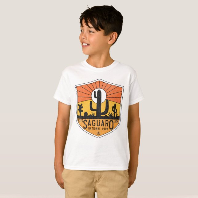 Retro Saguaro nationalpark Arizona Tucson Cactus T Shirt (Hel framsida)