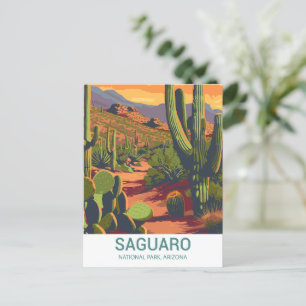 Retro Saguaro Natursköna Utsikt   Vykort