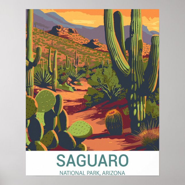 Retro Saguaro Scenia View Poster (Framsidan)