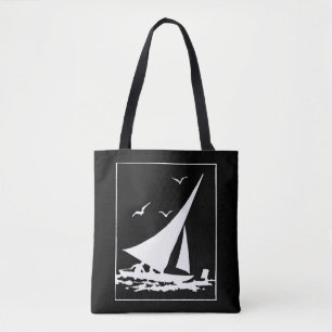 Retro Sailboat Silhouette Tygkasse