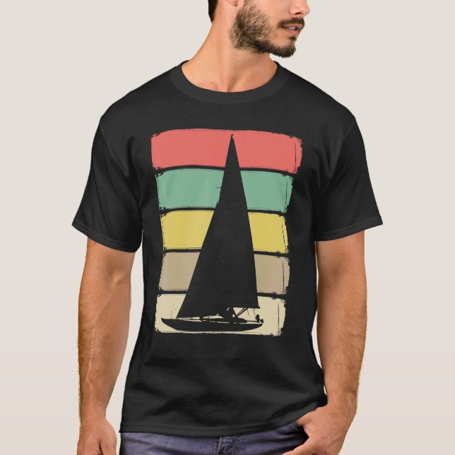 Retro Sailboat Skipper Ship Catamaran Yacht Sail S T Shirt (Framsida)