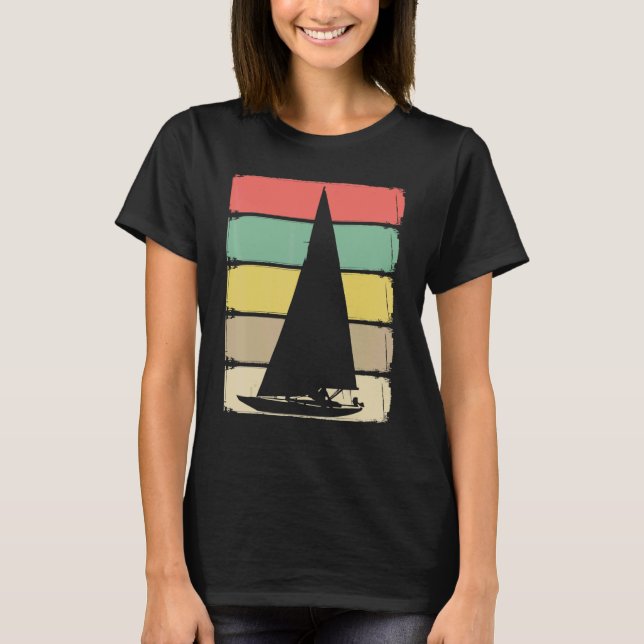 Retro Sailboat Skipper Ship Catamaran Yacht Sail S T Shirt (Framsida)