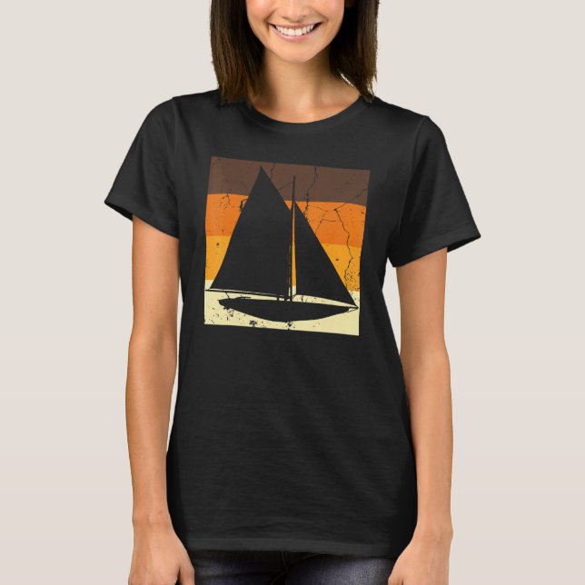 Retro Sailboat Skipper Ship Catamaran Yacht Sail S T Shirt (Framsida)