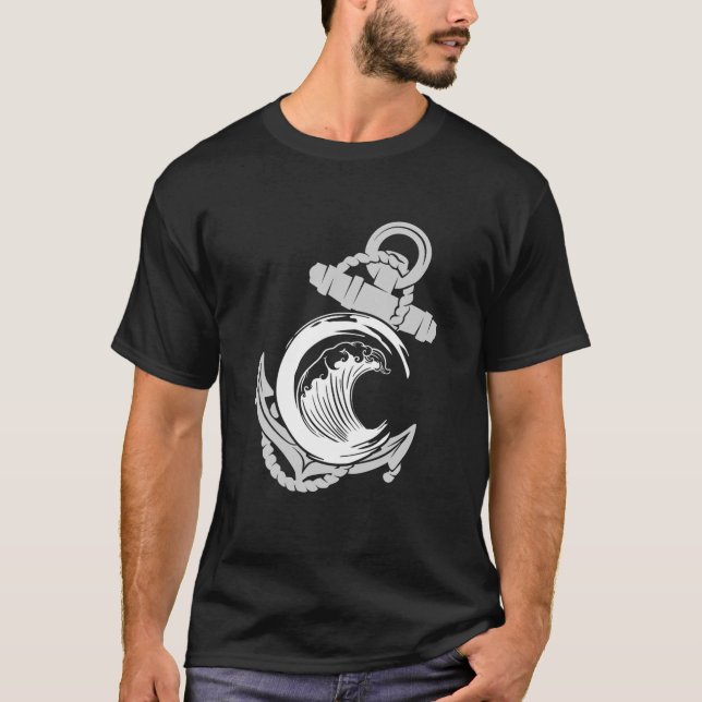 Retro Sailing Anchor T Shirt (Framsida)