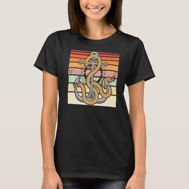 Retro Sailor Anchor Sailing T Shirt (Framsida)