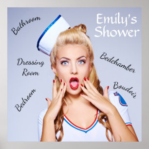 Retro Sailor Girl Poster med redigerbar text