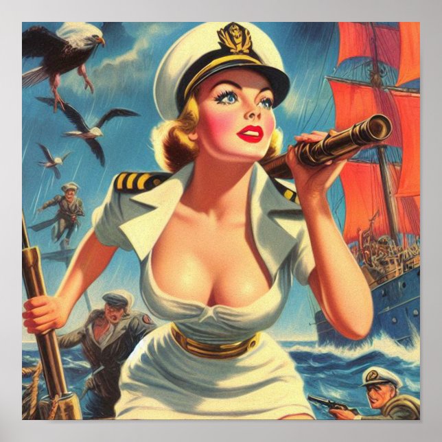 Retro Sailor Pin-up Poster (Framsidan)