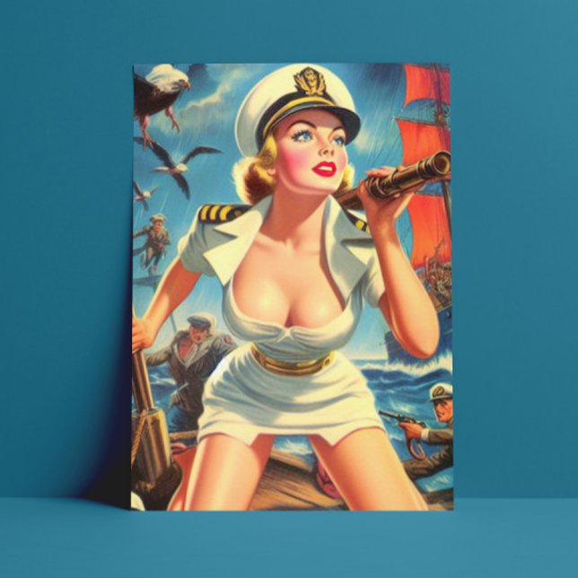 Retro Sailor Pin-up Vykort (Skapare uppladdad)