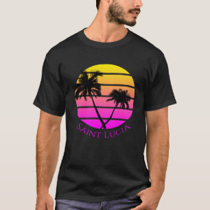 Retro Saint Lucia Beach T Shirt