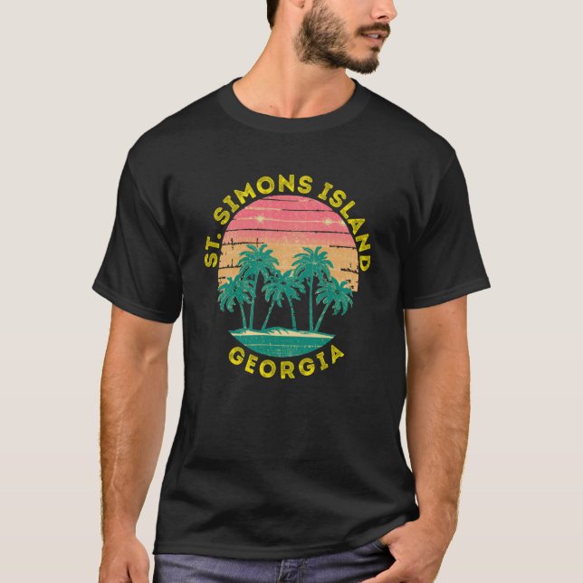 Retro Saint Simons Island Vacation Souvenir Handfl T Shirt (Framsida)