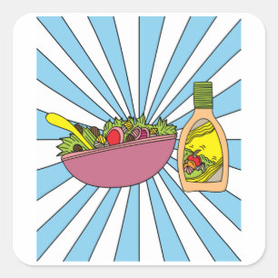 Retro Salad Dressing Fyrkantigt Klistermärke