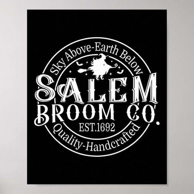 Retro Salem Broom Company Est 1692 Machusetts Hall Poster (Framsidan)