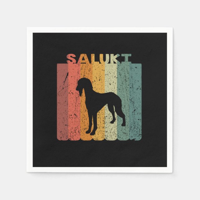 Retro Saluki Hund älskare Gift Idea Pappersservett (Framsidan)