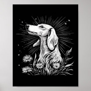Retro Saluki Hund älskare Tattoo Stil Poster