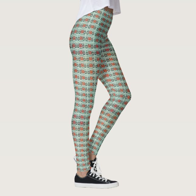 Retro samling av handelsfrimärken leggings (Höger)
