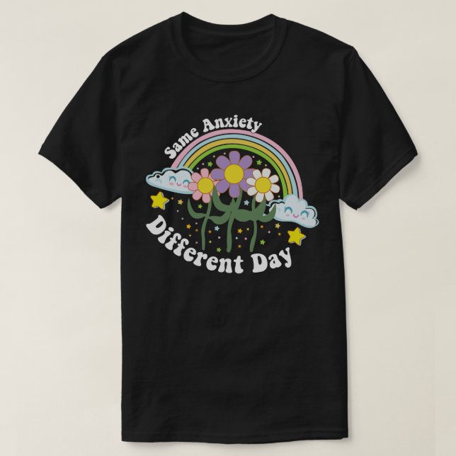 Retro Samma ångest Olika dagar Regnbågsmoderns han T Shirt (Design framsida)