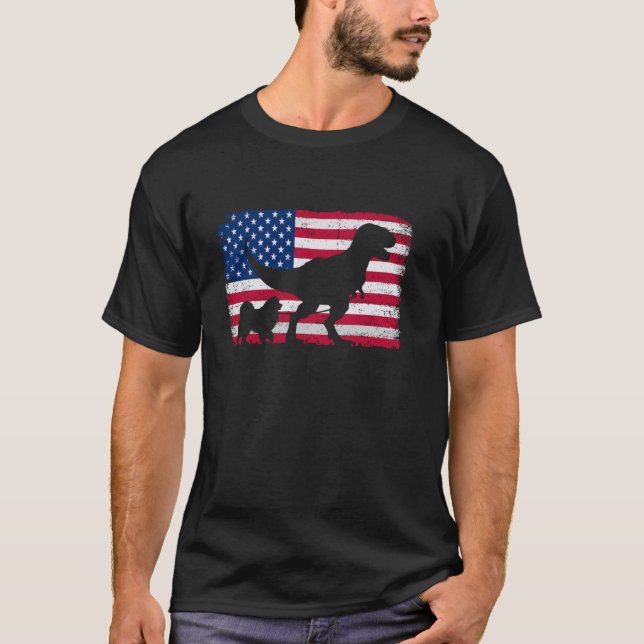 Retro Samoyed Hund Pappa 4 juli amerikanska Flagga T Shirt (Framsida)
