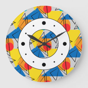 Retro samtidat geometriskt färgrikt mönster stor klocka