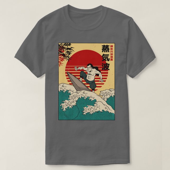Retro Samurai Surfer T Shirt (Design framsida)