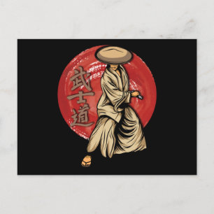 Retro Samurai Warrior med Katana - japanska Vykort