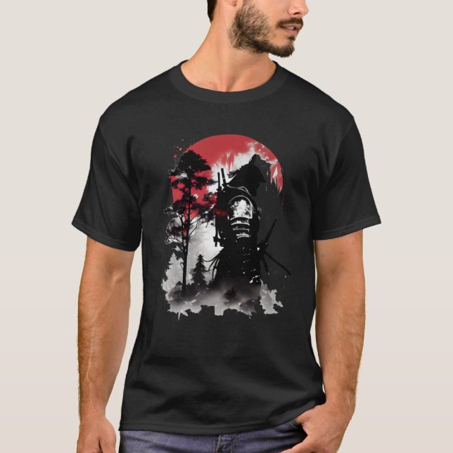 Retro Samurai Warrior Sword Japanska Ninja 1 T Shirt (Framsida)