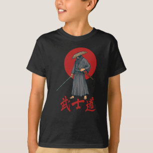 Retro Samuraj med Katana - Japansk T Shirt