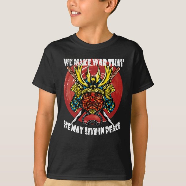 Retro Samurajhjälm - Samurajcitat om fred T Shirt (Framsida)