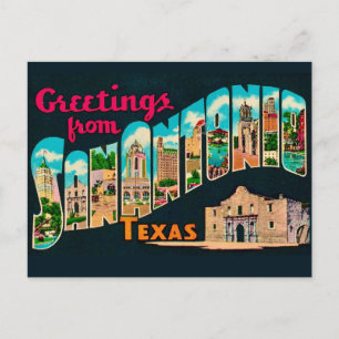 Retro San Antonio Hälsningar Postkort Vykort