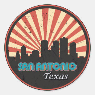 Retro San Antonio Texas City State Skyline Vintage Runt Klistermärke