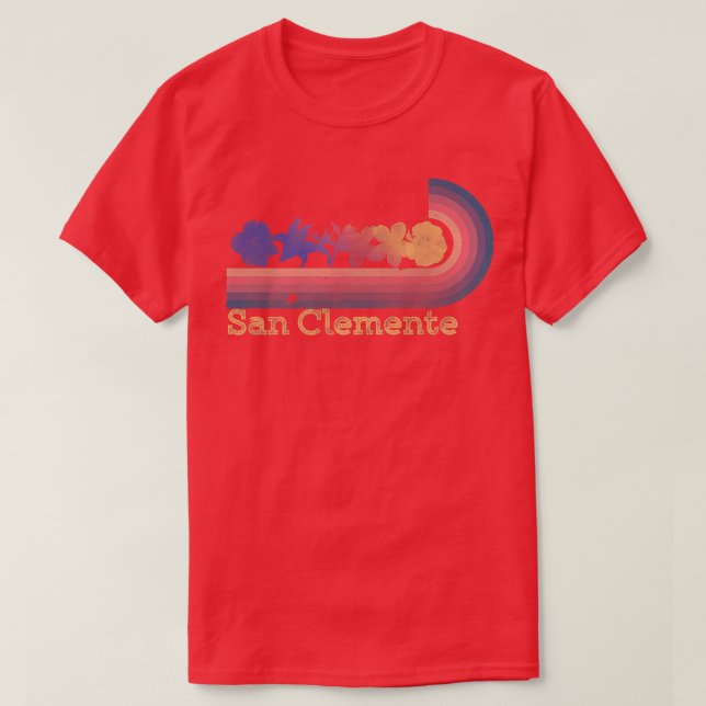 Retro San Clemente Tropical Flowers 80:e Stil Surf T Shirt (Design framsida)