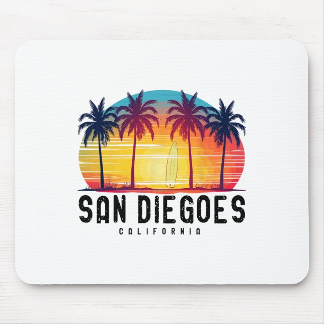 Retro San Diego Beacher California Surfing Surfboa Musmatta (Framsidan)