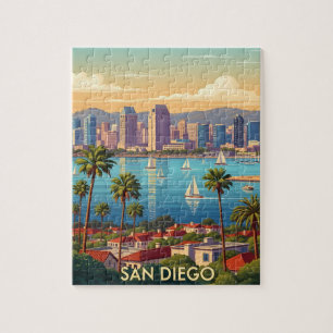 Retro San Diego California Kustlinje Pussel