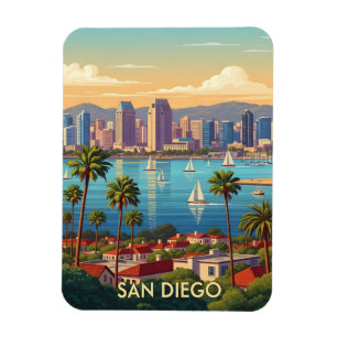 Retro San Diego California kustnära silhuett Magnet